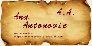 Ana Antonović vizit kartica